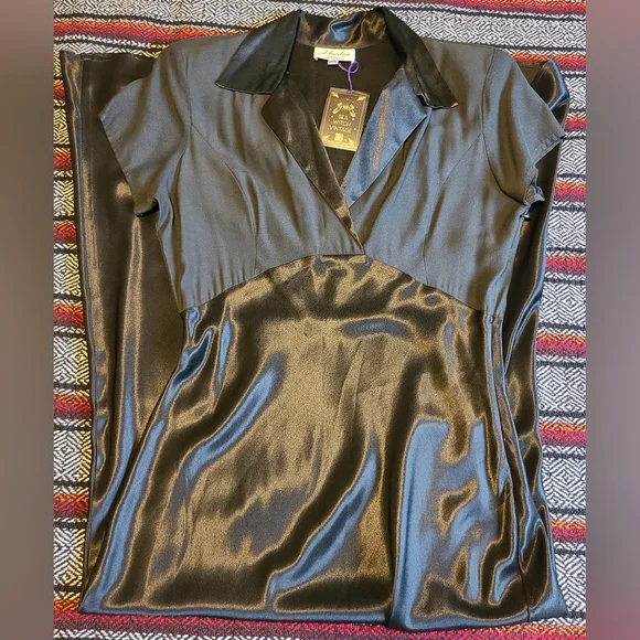 90's Does 40's Harlow Hollywood Glamorous Satin Look Maxi Dress Size 10 - Picture 13 of 16